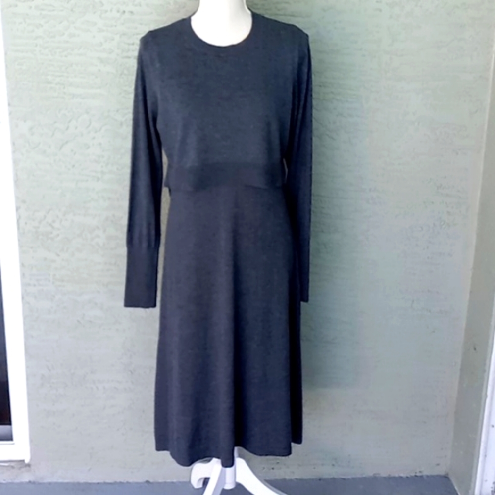Calvin Klein Women's Gray Long Sleeve Pullover Sweater Overlay Dress Size M